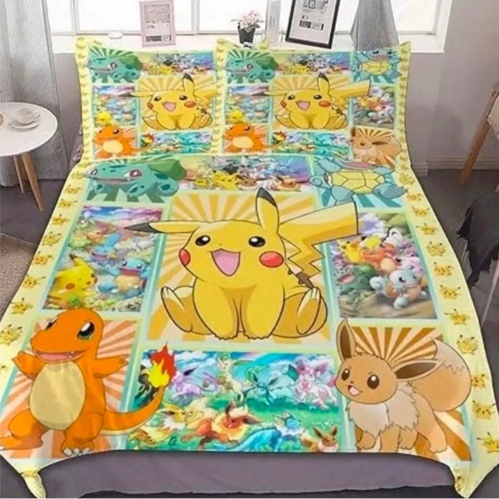 Pokemon Bedding Duvet Covers Set (4pcs) FULL size 79x90in